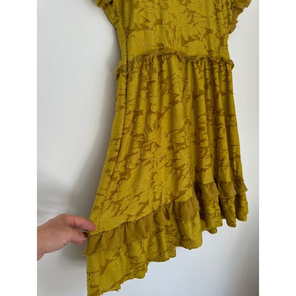 Anthropologie Ruffle Knit Mini Dress in Golden Yellow. Small - Picture 6 of 10